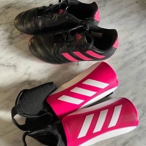 Adidas girls soccer cleats and shin guards